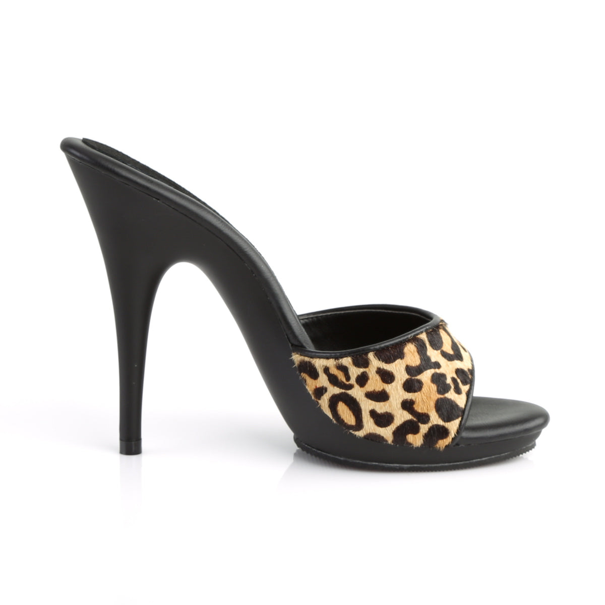 POISE-501FUR Fabulicious Leopard Print Fur/Black Matte Shoes [Sexy Shoes]