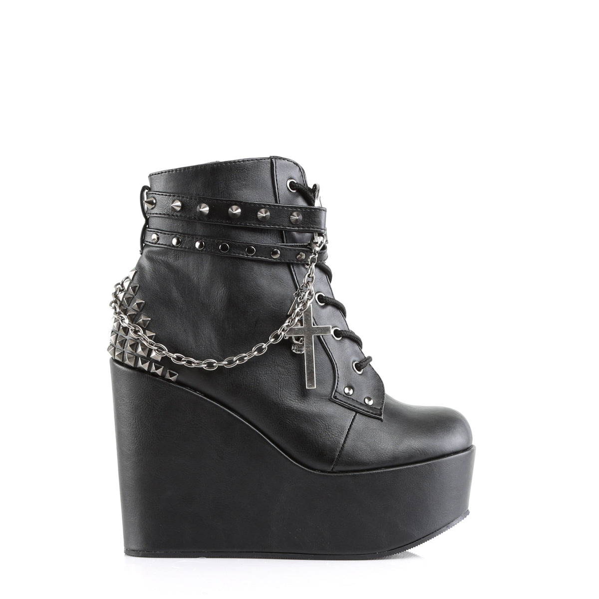 POISON-101 Demonia Black Vegan Leather Women's Ankle Boots [Demonia Cult Alternative Footwear]