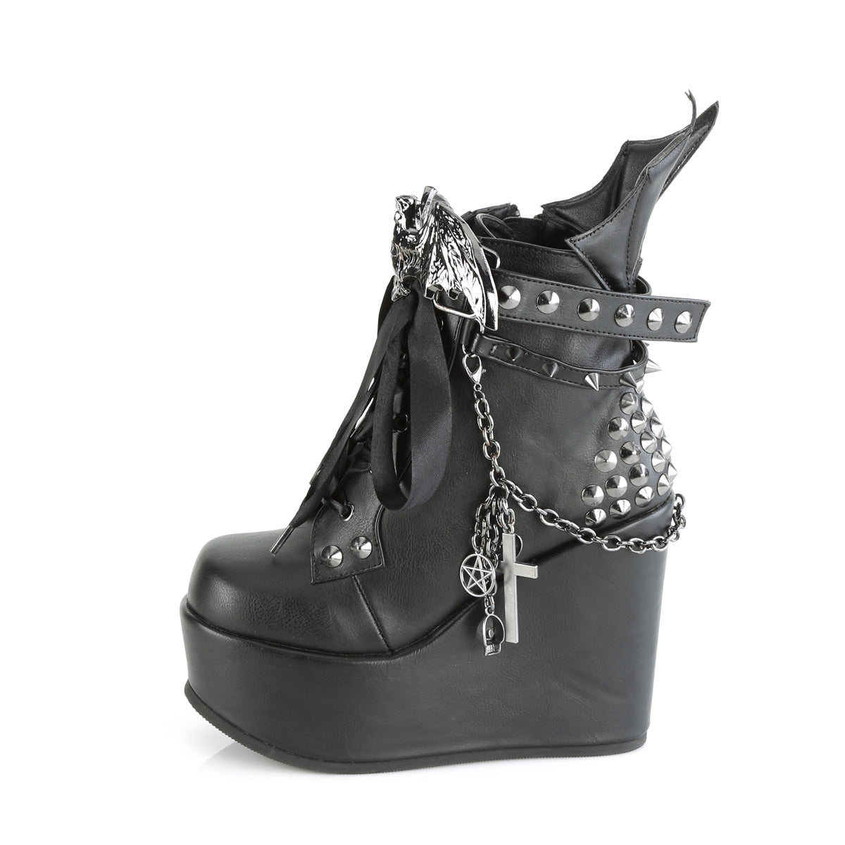 POISON-107 Demonia Black Vegan Leather Women's Ankle Boots [Demonia Cult Alternative Footwear]