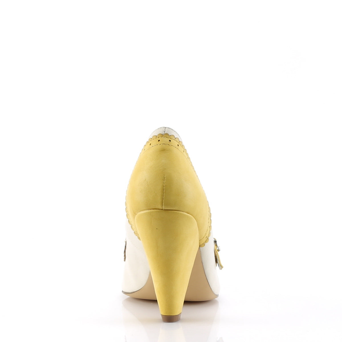 POPPY-18 Pin Up Couture Yellow-Cream Faux Leather Single Soles [Retro Glamour Shoes]