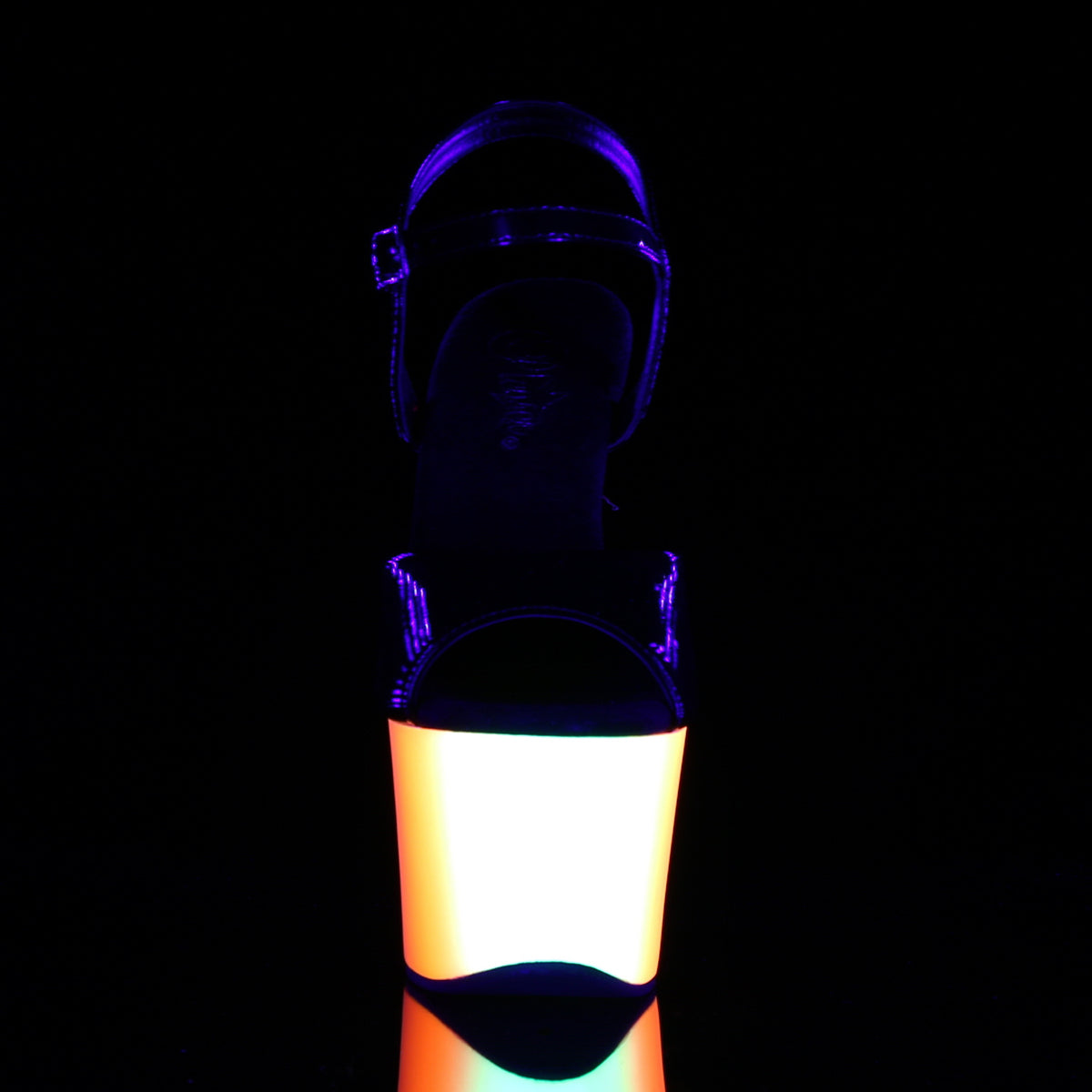 RAINBOW-309UV Pleaser Black Patent/Neon Multi Platform Shoes [Pole Dancer Shoes]