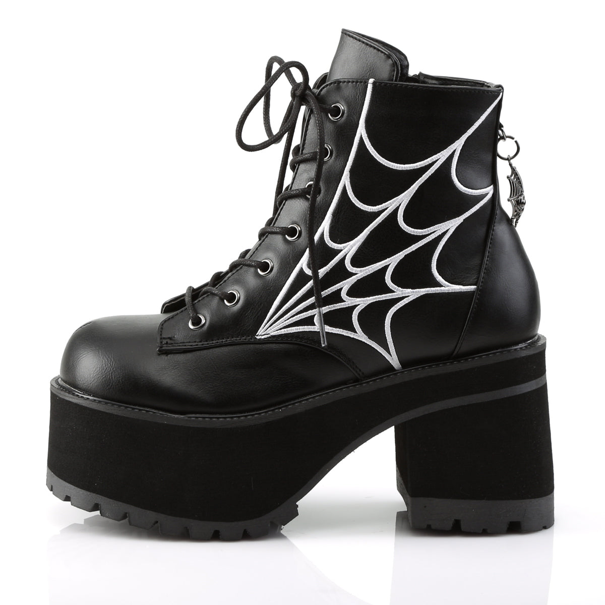 RANGER-105 Demonia Black Vegan Leather Women's Ankle Boots [Demonia Cult Alternative Footwear]