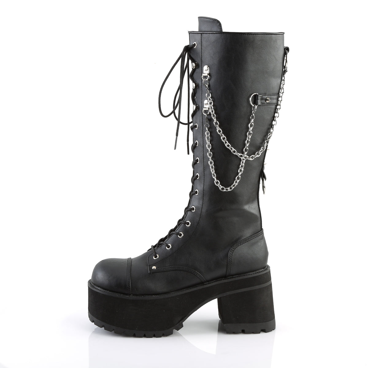 RANGER-303 Demonia Black Faux Leather Unisex Platform Shoes & Boots [Demonia Cult Alternative Footwear]