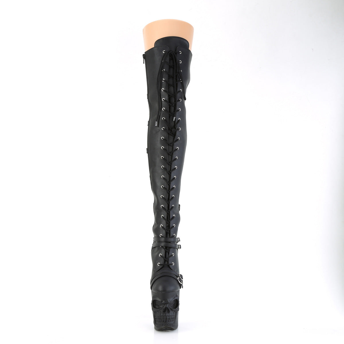 RAPTURE-3045 Pleaser Black Faux Leather-Stretch.Faux Leather/Black Matte Platform Shoes [Thigh boots]