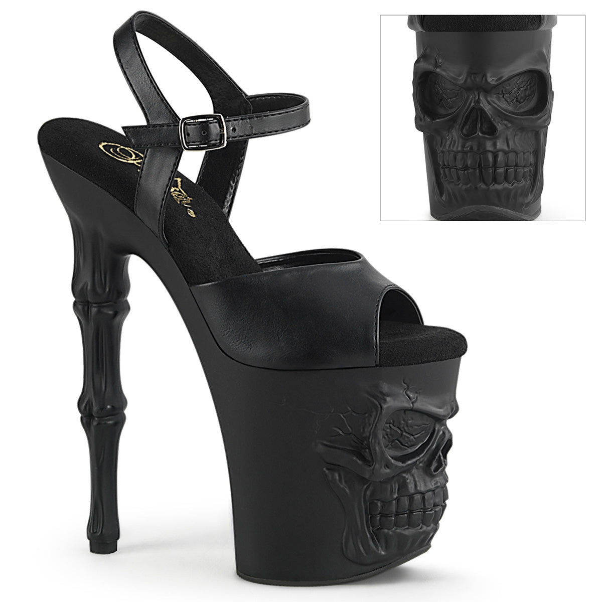 RAPTURE-809 Strippers Heels Pleaser Platforms (Exotic Dancing) Blk Faux Leather/Blk Matte