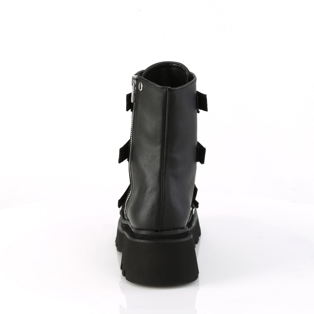 RENEGADE-50 Demonia Black Vegan Leather-Nylon Women's Ankle Boots [Demonia Cult Alternative Footwear]