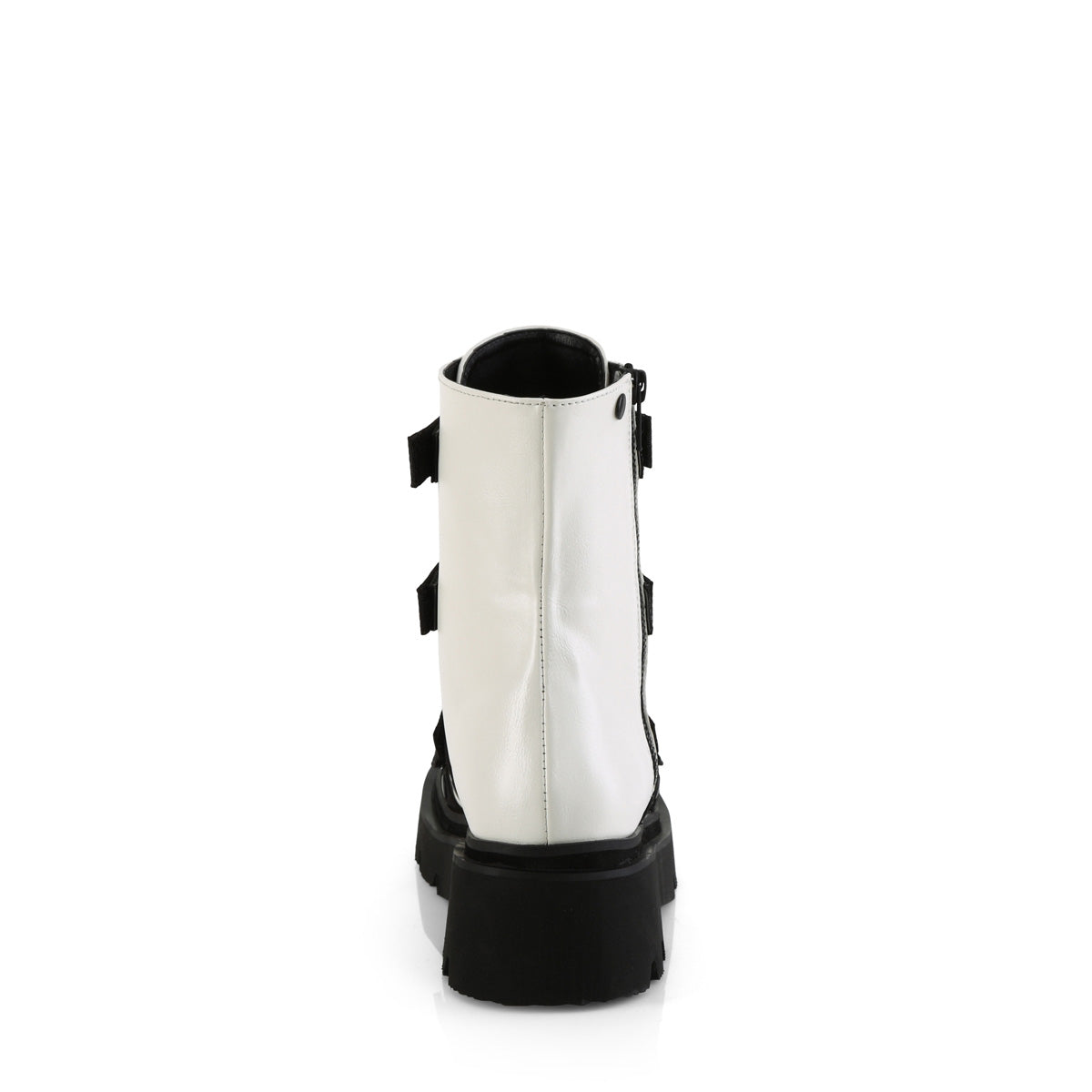 RENEGADE-50 Demonia White Vegan Leather-Nylon Women's Ankle Boots [Demonia Cult Alternative Footwear]