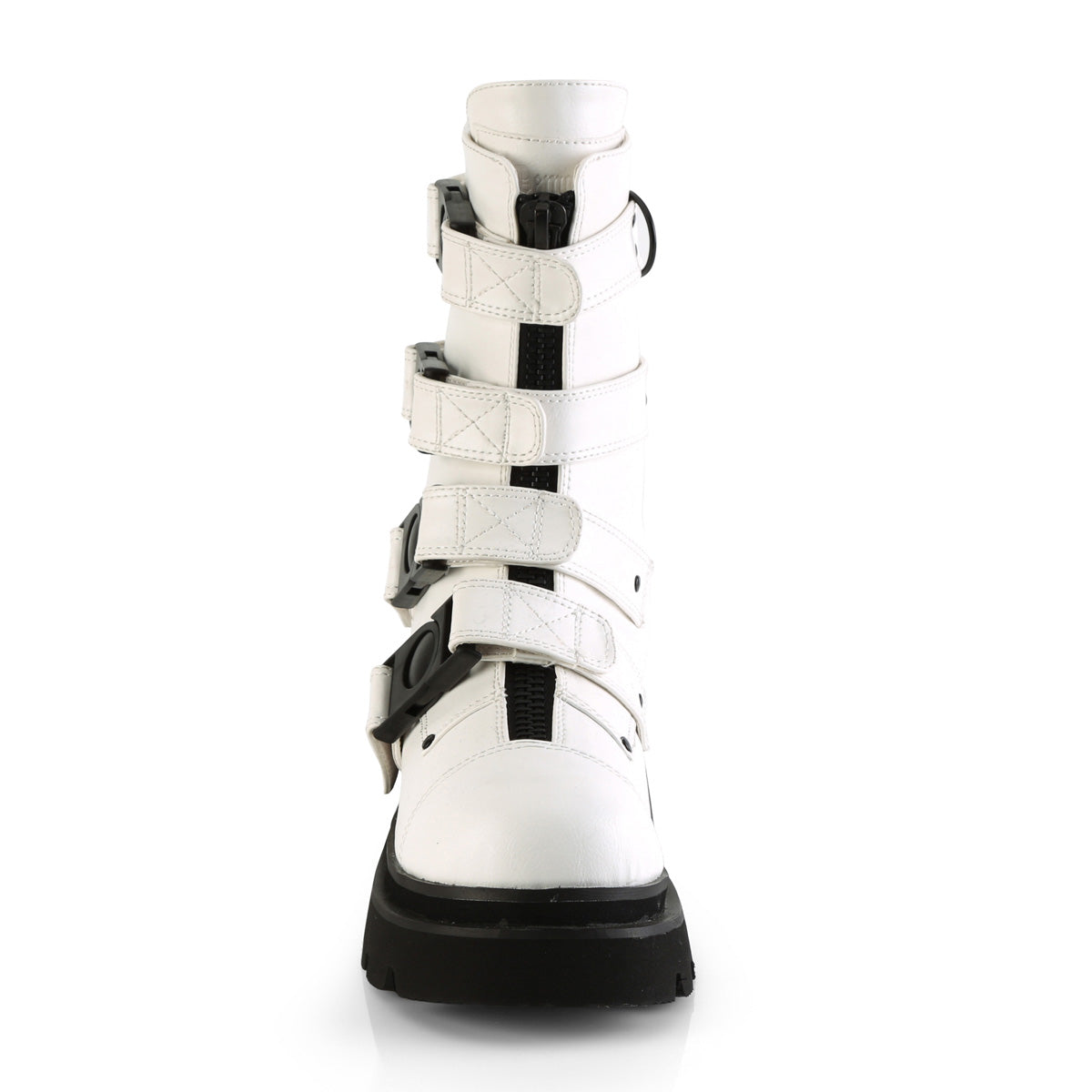 RENEGADE-55 Demonia White Vegan Leather Women's Mid-Calf & Knee High Boots [Demonia Cult Alternative Footwear]