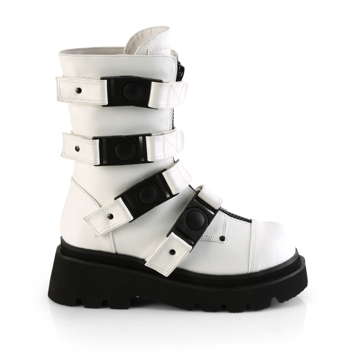 RENEGADE-55 Demonia White Vegan Leather Women's Mid-Calf & Knee High Boots [Demonia Cult Alternative Footwear]