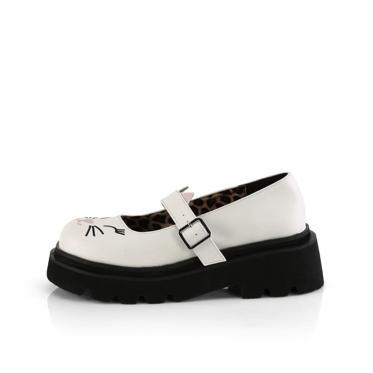 RENEGADE-56 Demonia White Vegan Leather Women's Heels & Platform Shoes [Demonia Cult Alternative Footwear]