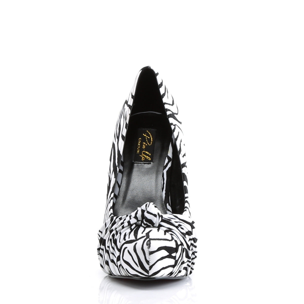 SAFARI-06 Retro Glamour Pin Up Couture Platforms Blk-Wht Zebra Print Velvet