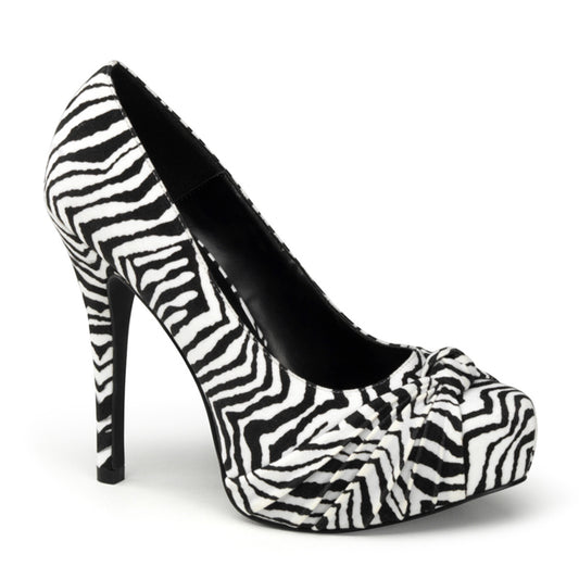 SAFARI-06 Retro Glamour Pin Up Couture Platforms Blk-Wht Zebra Print Velvet