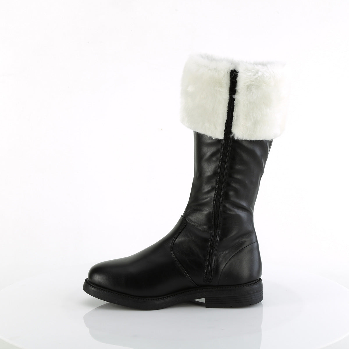 SANTA-100 Fancy Dress Costume Funtasma Men's Boots Black Pu-White Faux Fur