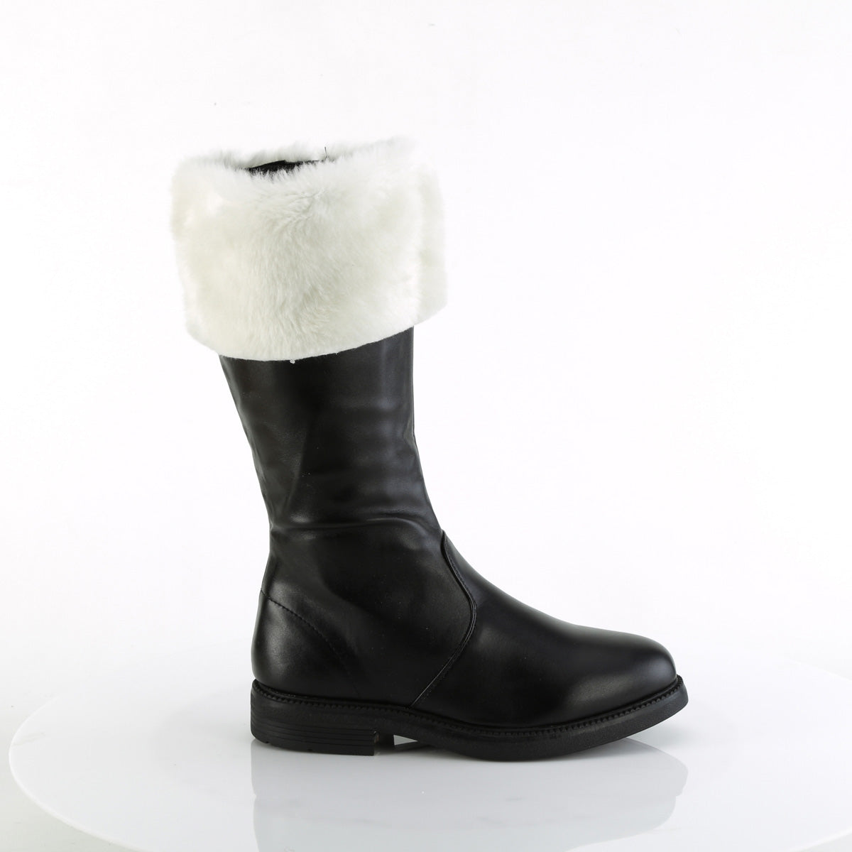 SANTA-100 Fancy Dress Costume Funtasma Men's Boots Black Pu-White Faux Fur