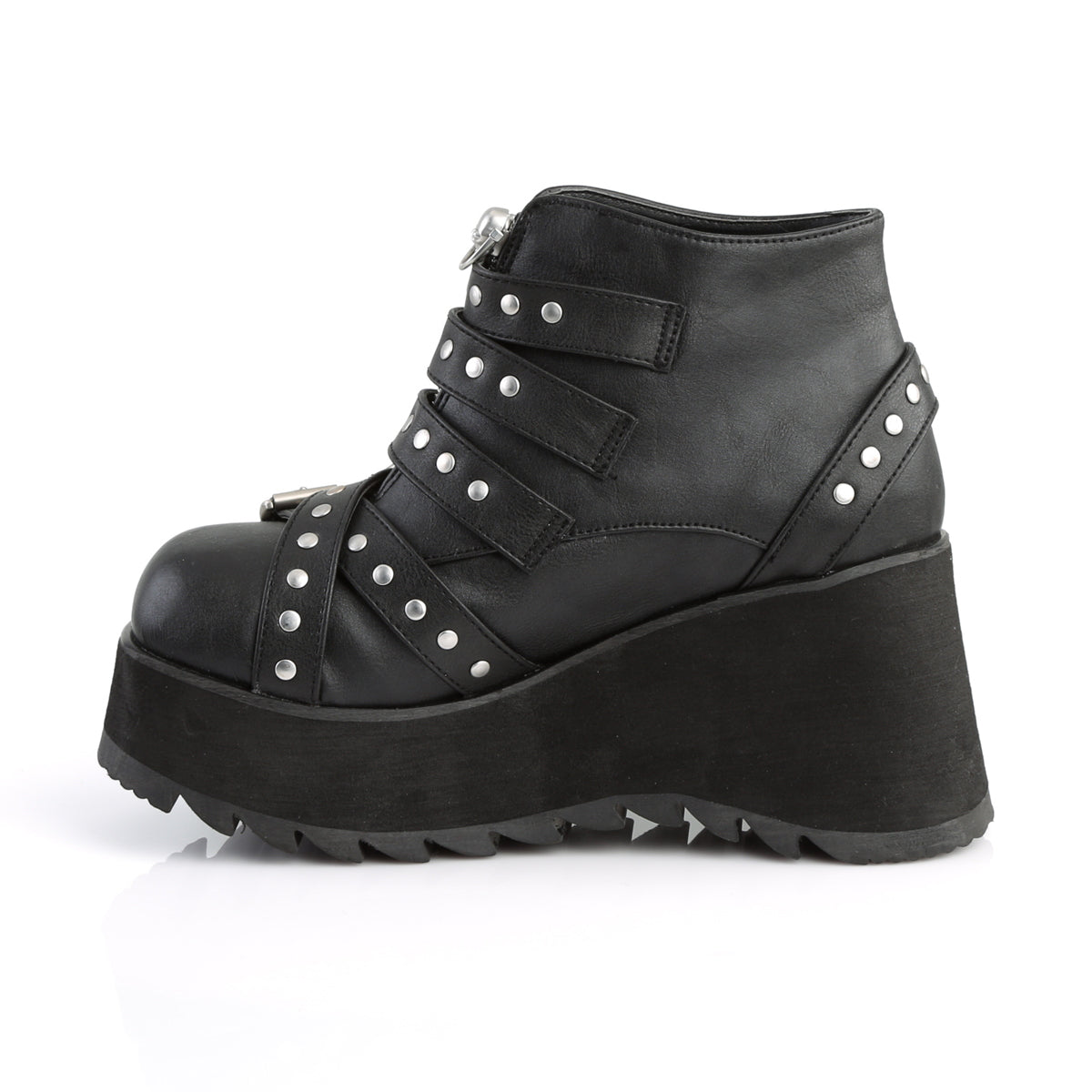 SCENE-30 Demonia Black Vegan Leather Women's Ankle Boots [Demonia Cult Alternative Footwear]