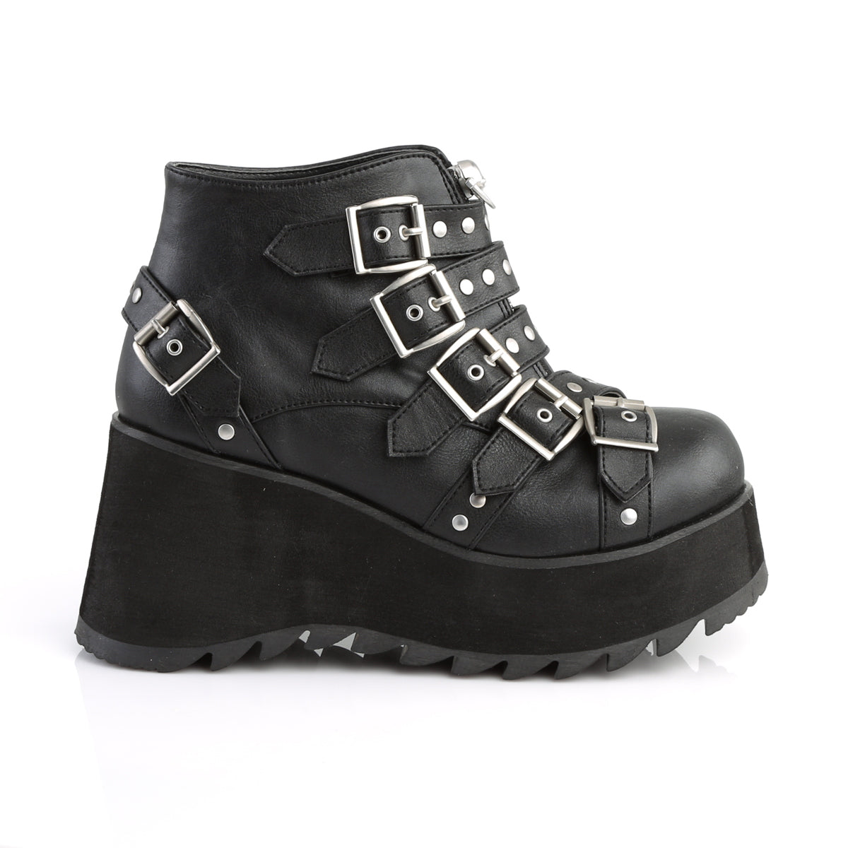 SCENE-30 Demonia Black Vegan Leather Women's Ankle Boots [Demonia Cult Alternative Footwear]