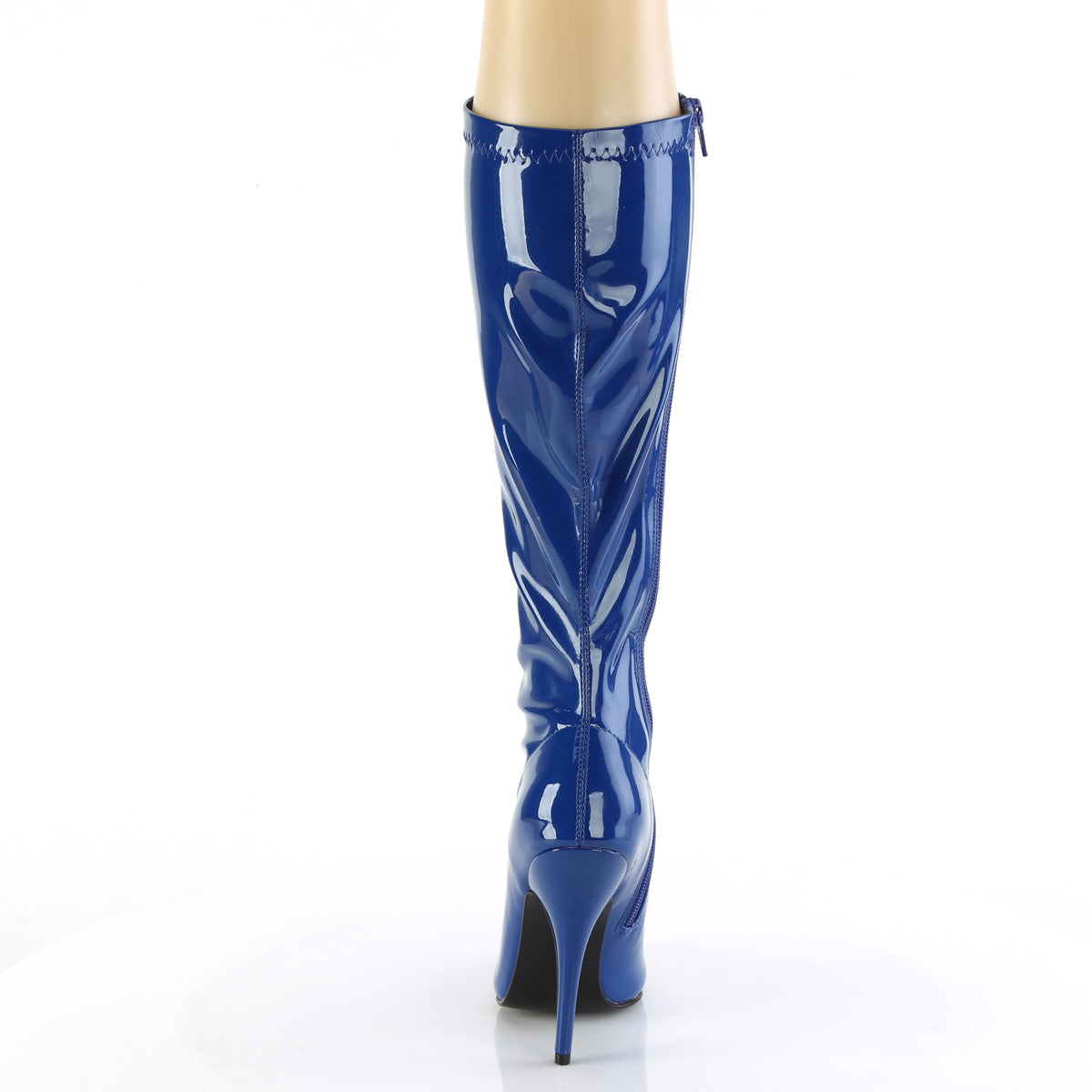 SEDUCE-2000 Pleaser Navy Blue Stretch Patent Platform Shoes [Knee High Boots]