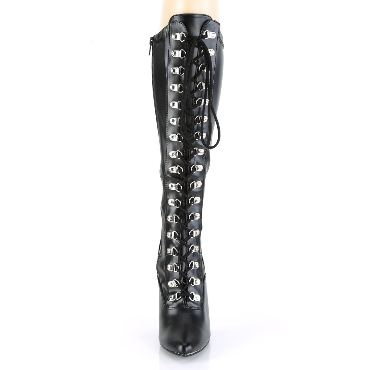 SEDUCE-2024 Pleaser Black Stretch Faux Leather Single Sole Shoes [Knee High Boots]