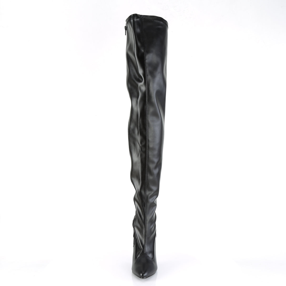 SEDUCE-3000 Pleaser Black Stretch Faux Leather Single Sole Shoes [Thigh High Boots]