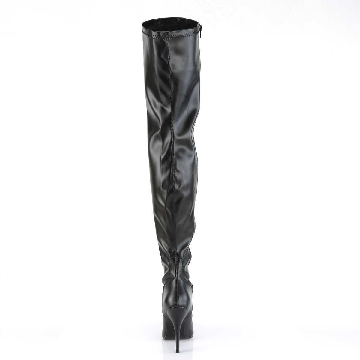 SEDUCE-3000 Pleaser Black Stretch Faux Leather Single Sole Shoes [Thigh High Boots]