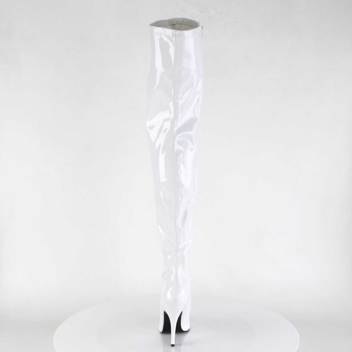 SEDUCE-3000 Pleaser White Stretch Patent Single Sole Shoes [Thigh High Boots]