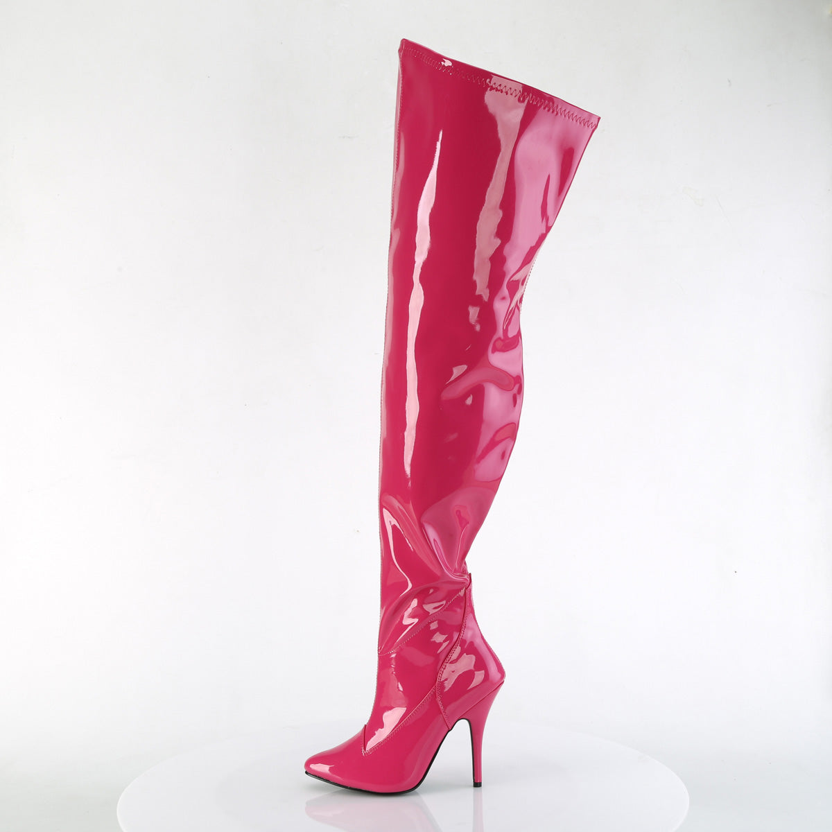 SEDUCE-3000WC Pleaser H Pink Stretch Patent Platform Shoes [Thigh High Boots]