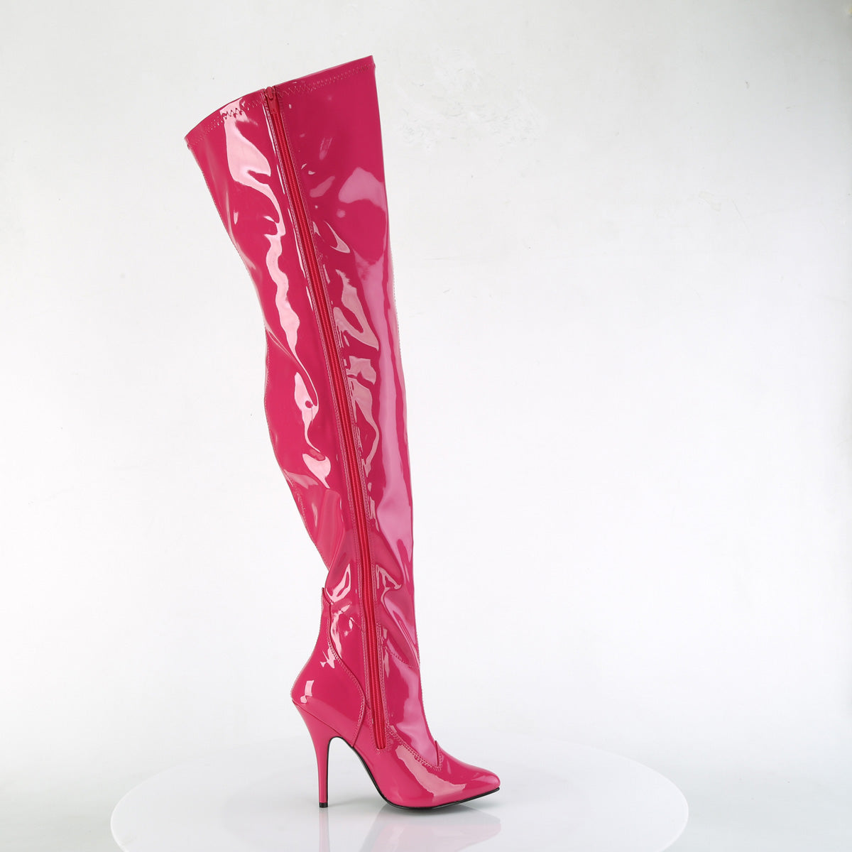 SEDUCE-3000WC Pleaser H Pink Stretch Patent Platform Shoes [Thigh High Boots]