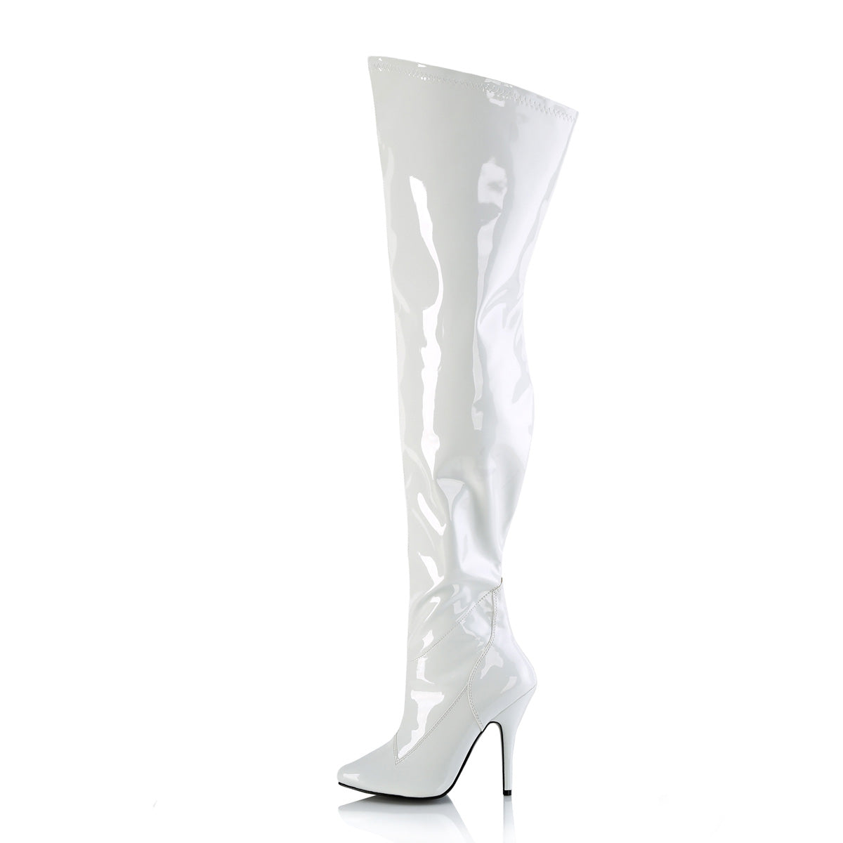 SEDUCE-3000WC Pleaser White Stretch Patent Platform Shoes [Thigh High Boots]