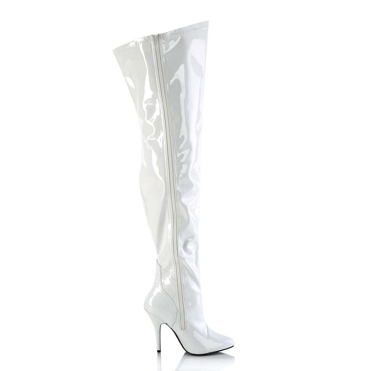 SEDUCE-3000WC Pleaser White Stretch Patent Platform Shoes [Thigh High Boots]