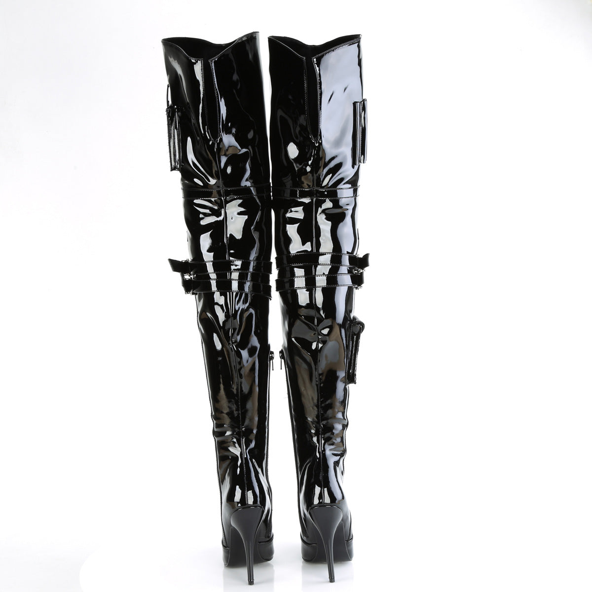 SEDUCE-3019 Pleaser Black Patent Single Sole Shoes [Sexy Thigh High Boots]