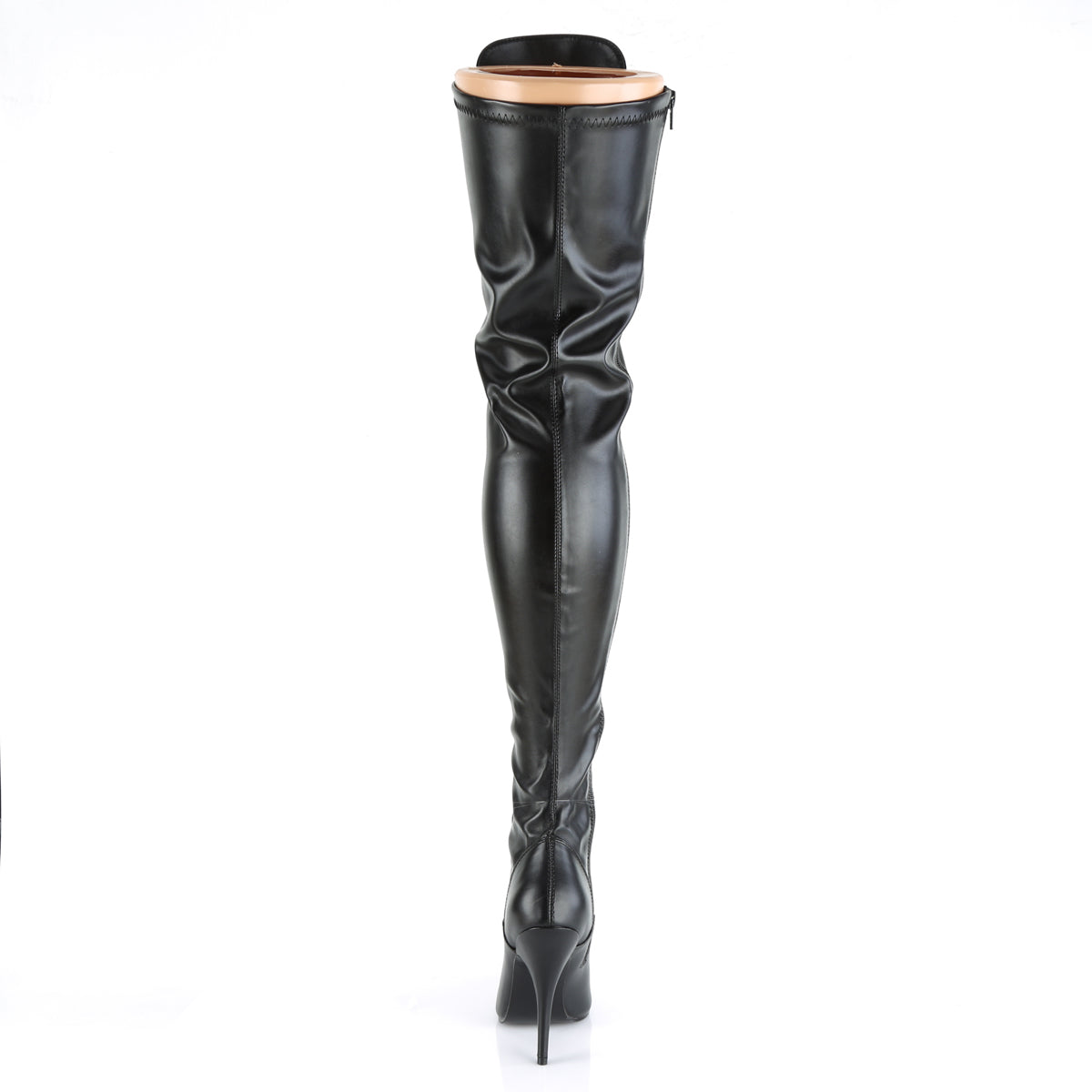 SEDUCE-3024 Pleaser Black Stretch Faux Leather Single Sole Shoes [Thigh High Boots]