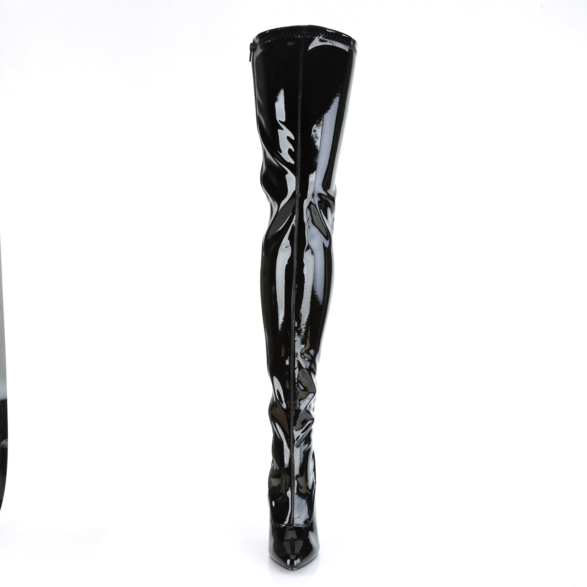 SEDUCE-3063 Pleaser Black Stretch Patent Single Sole Shoes [Thigh High Boots]