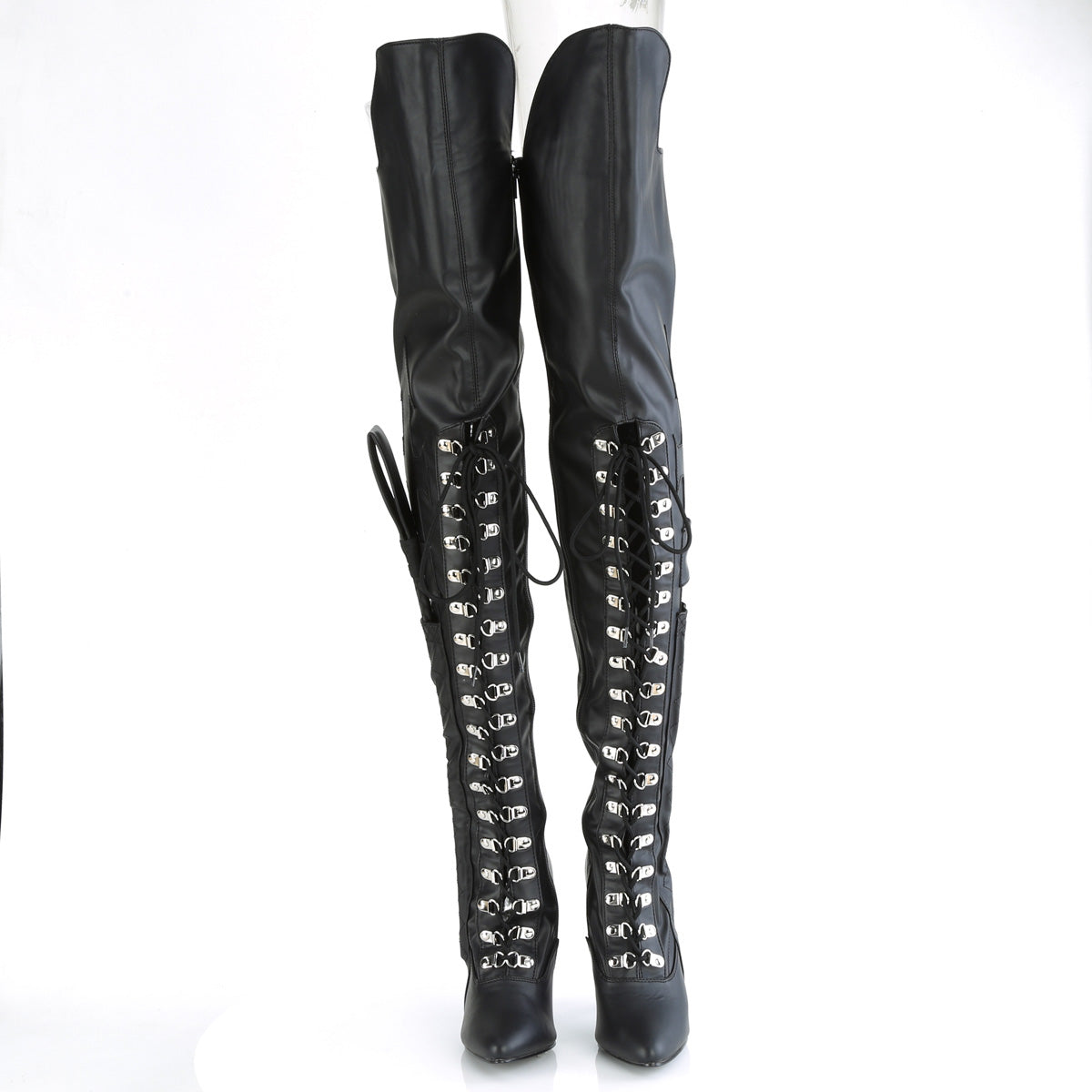 SEDUCE-3082 Pleaser Black Stretch Faux Leather Single Sole Shoes [Sexy Thigh High Boots]