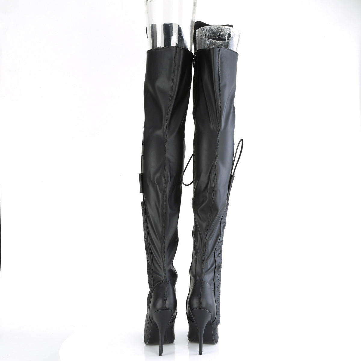 SEDUCE-3082 Pleaser Black Stretch Faux Leather Single Sole Shoes [Sexy Thigh High Boots]