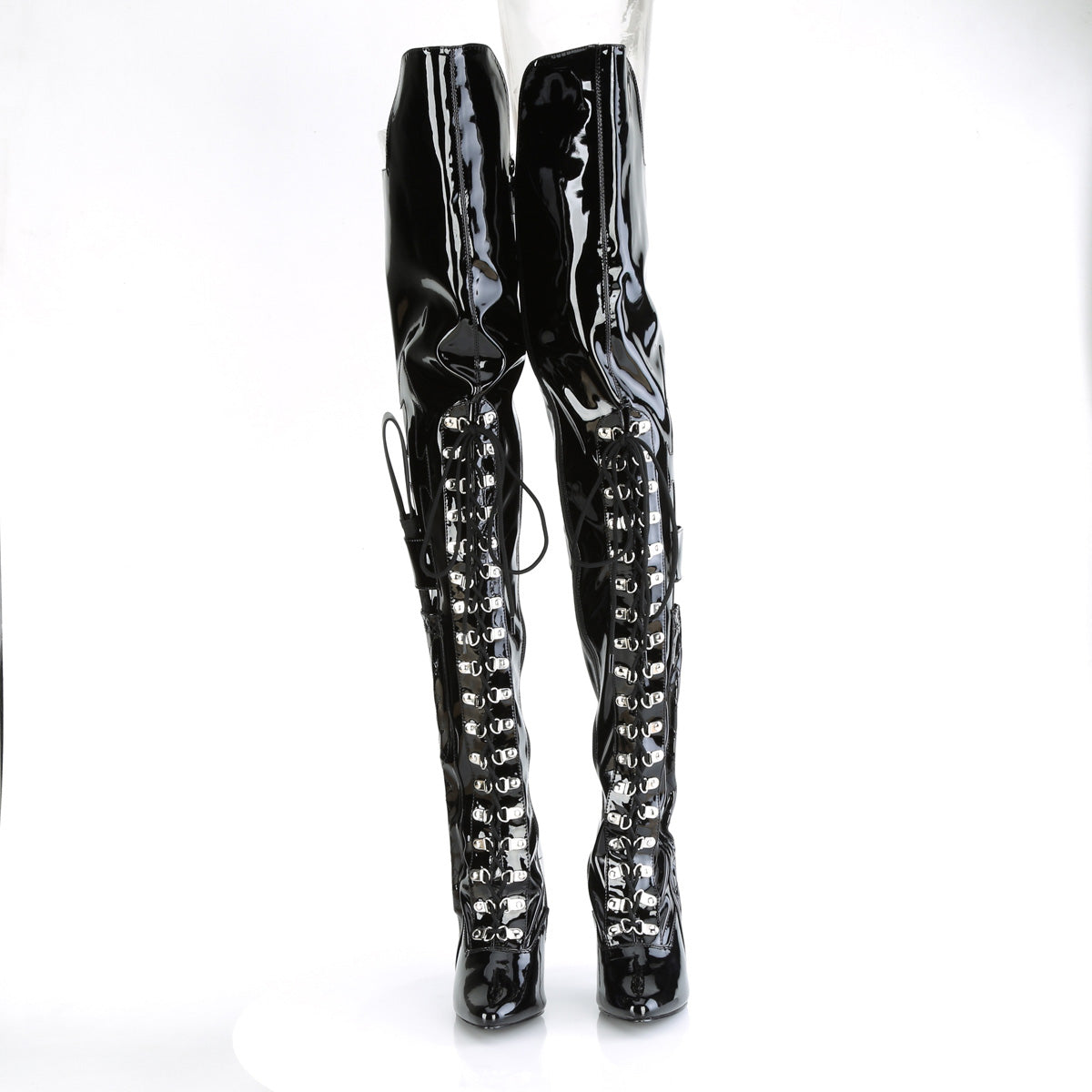 SEDUCE-3082 Pleaser Black Stretch Patent Single Sole Shoes [Sexy Thigh High Boots]