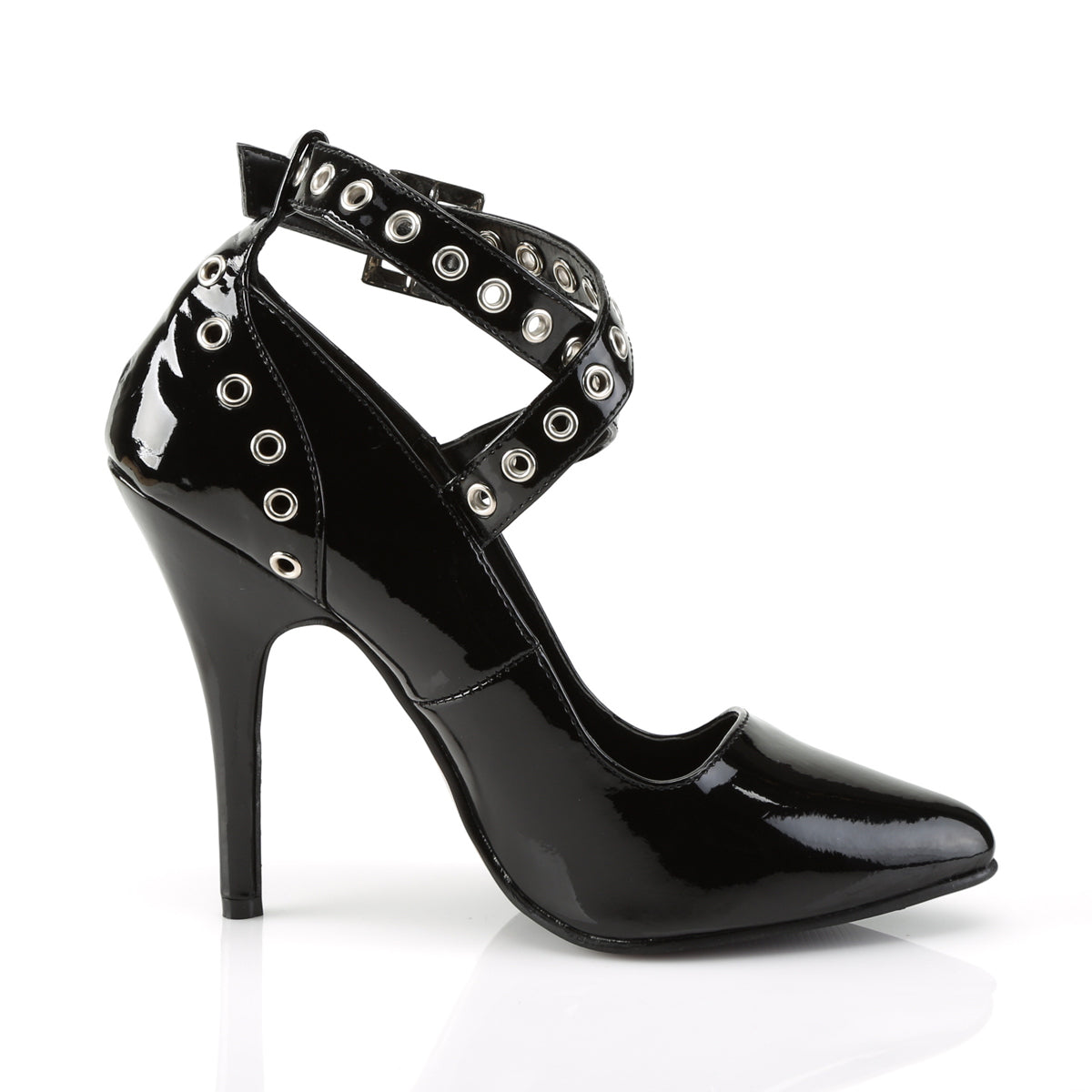 SEDUCE-443 Pleaser Black Patent Single Sole Shoes [Fetish Shoes]