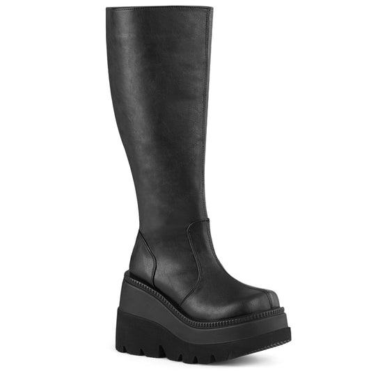 SHAKER-100WC Alternative Footwear Demonia Women's Mid-Calf & Knee High Boots Blk Vegan Leather