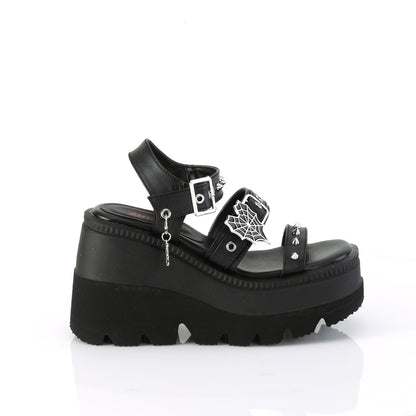 SHAKER-13 DemoniaCult Black Vegan Leather Sexy Women's Sandals (Alternative Footwear)