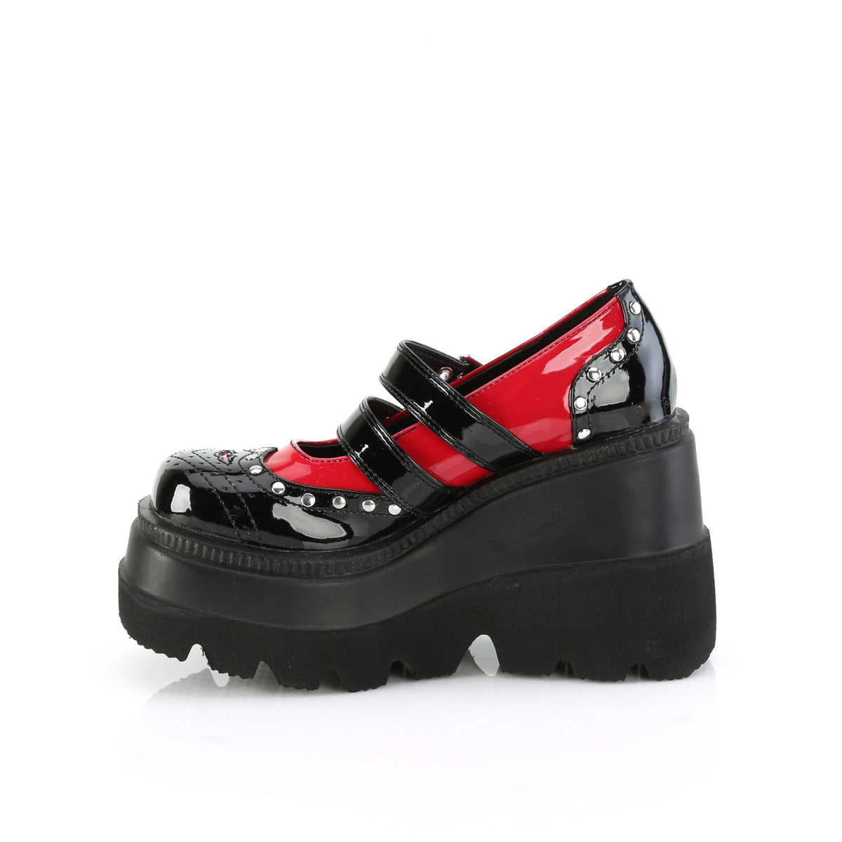 SHAKER-27 Demonia Black-Red Patent Women's Heels & Platform Shoes [Demonia Cult Alternative Footwear]