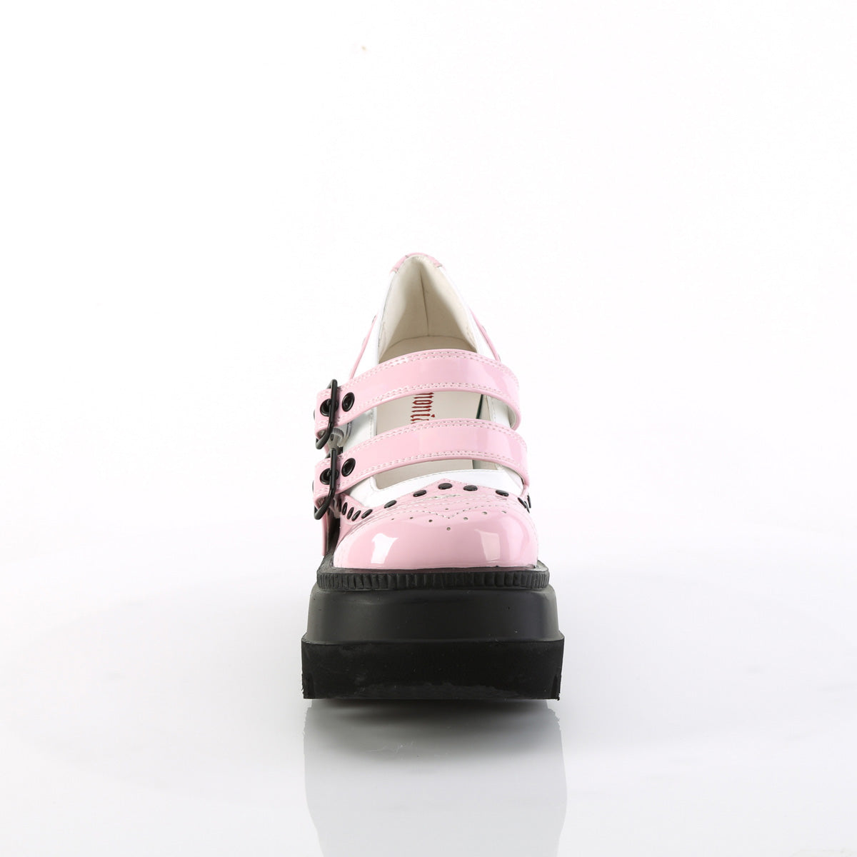 SHAKER-27 Demonia B Pink-White Patentent Women's Heels & Platform Shoes [Demonia Cult Alternative Footwear]