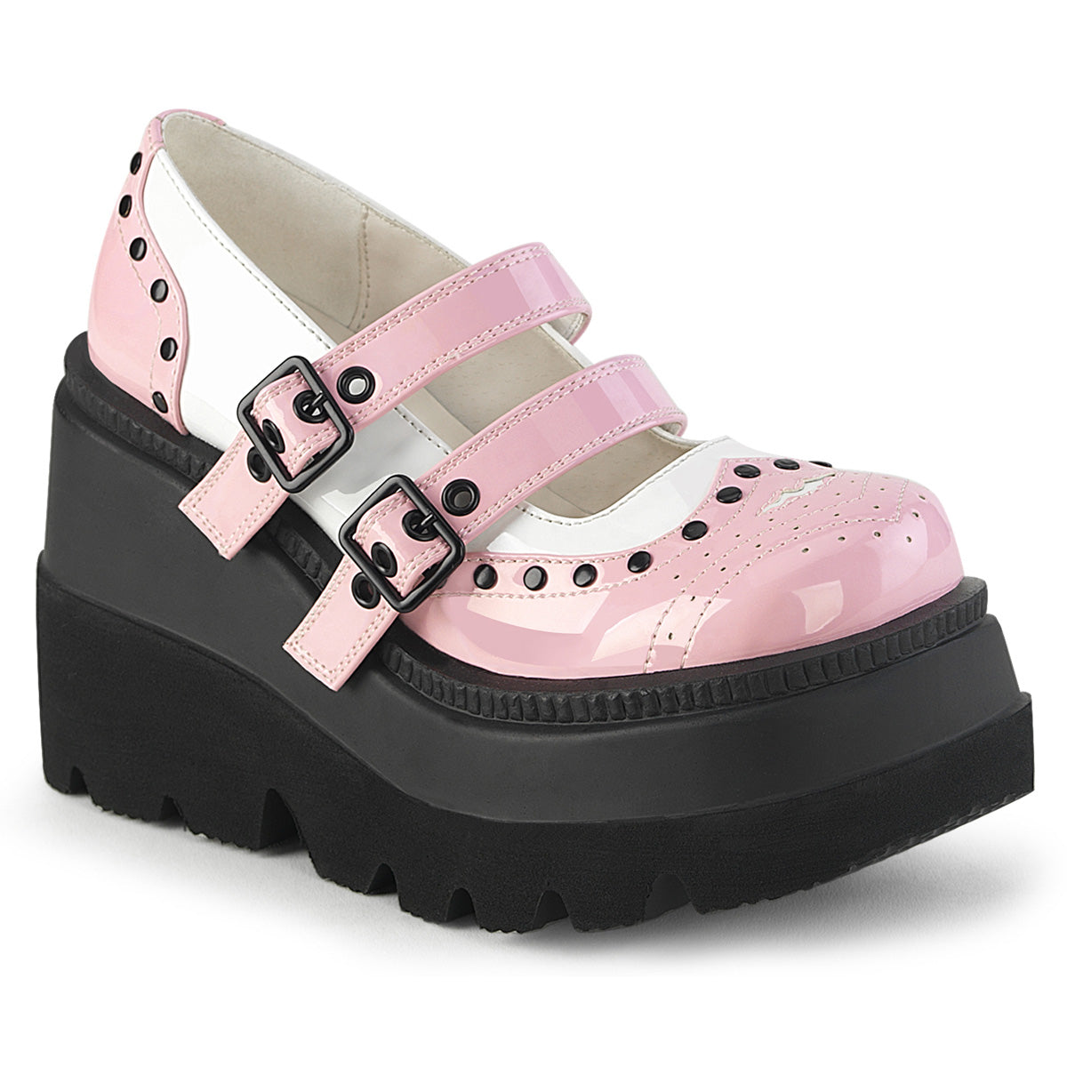 SHAKER-27 Alternative Footwear Demonia Women's Heels & Platform Shoes B. Pink-Wht Patent