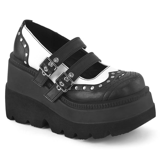 SHAKER-27 Alternative Footwear Demonia Women's Heels & Platform Shoes Blk-Wht Vegan Leather