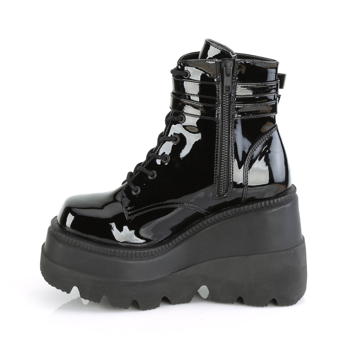 SHAKER-52 Demonia Black Patentent Women's Ankle Boots [Demonia Cult Alternative Footwear]