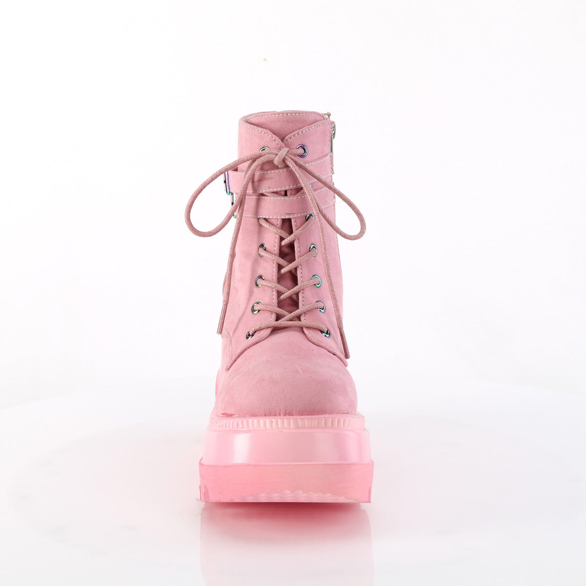 SHAKER-52 Demonia B Pink Vegan Suede Women's Ankle Boots [Demonia Cult Alternative Footwear]