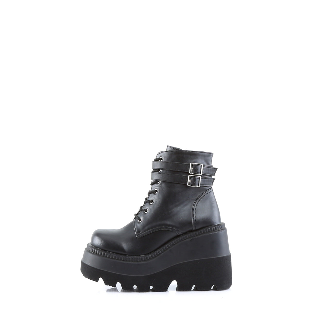 SHAKER-52 Demonia Black Vegan Leather Women's Ankle Boots [Demonia Cult Alternative Footwear]