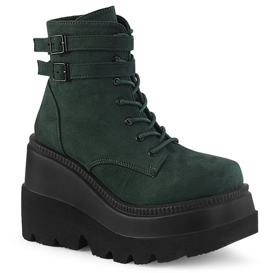 SHAKER-52 Alternative Footwear Demonia Women's Ankle Boots Emerald Vegan Suede