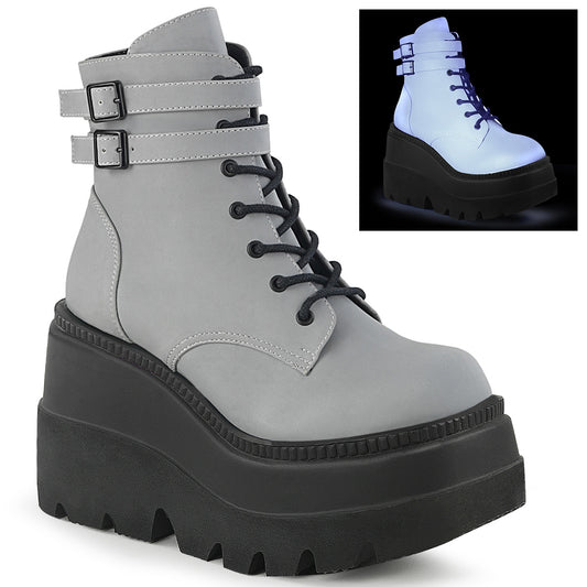 SHAKER-52 Alternative Footwear Demonia Women's Ankle Boots Grey Reflective