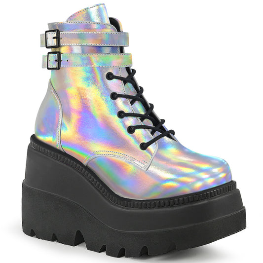 SHAKER-52 Alternative Footwear Demonia Women's Ankle Boots Slv Hologram