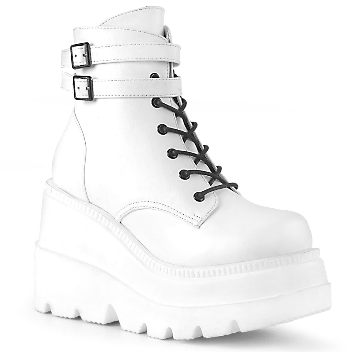 SHAKER-52 Alternative Footwear Demonia Women's Ankle Boots Wht Vegan Leather