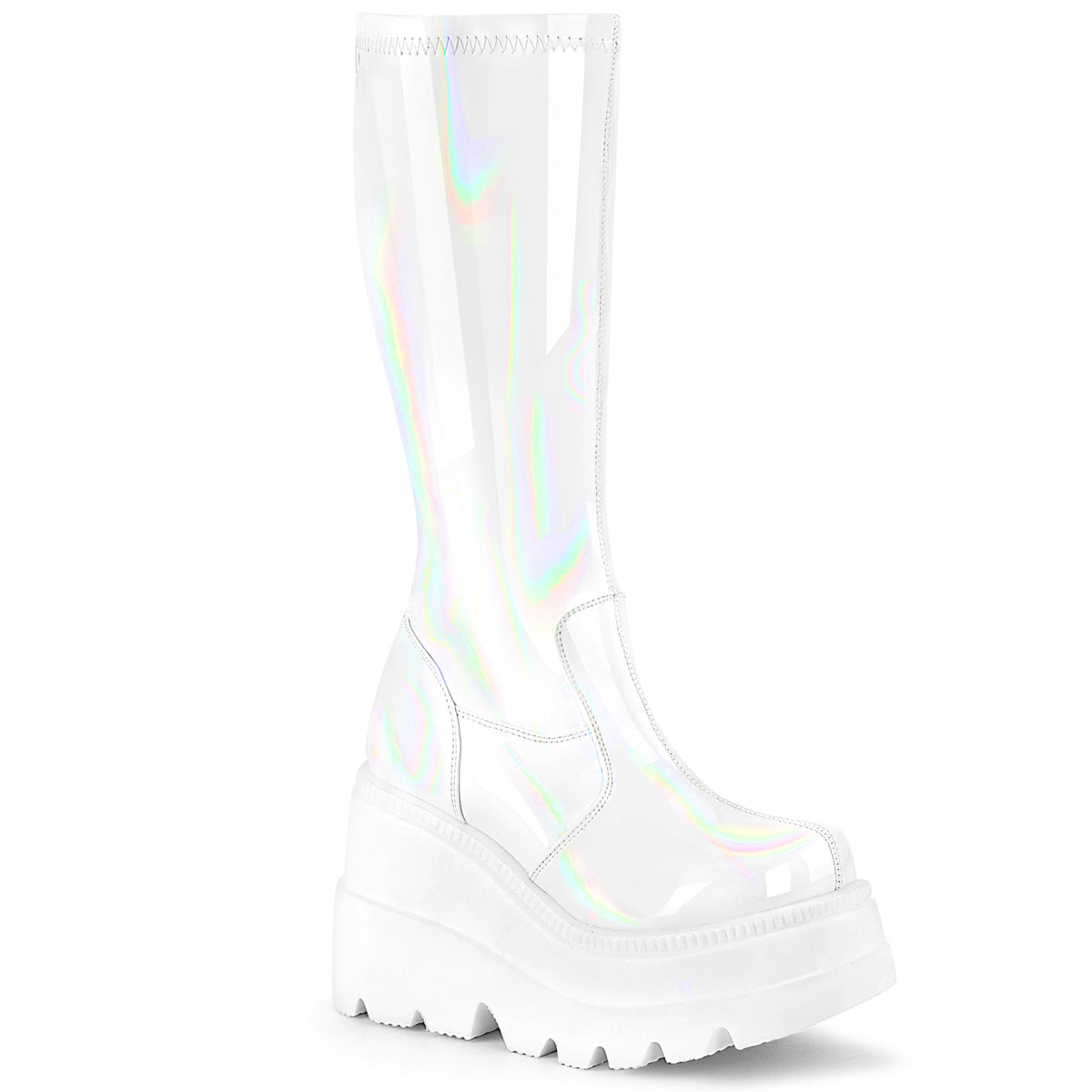 SHAKER-65 Alternative Footwear Demonia Women's Mid-Calf & Knee High Boots Wht Hologram